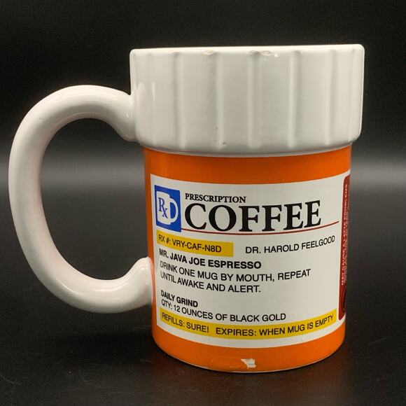 Pre scription Pill Bottle R X Coffee Mug Cup Big Mouth Toys - Picture 1 of 13